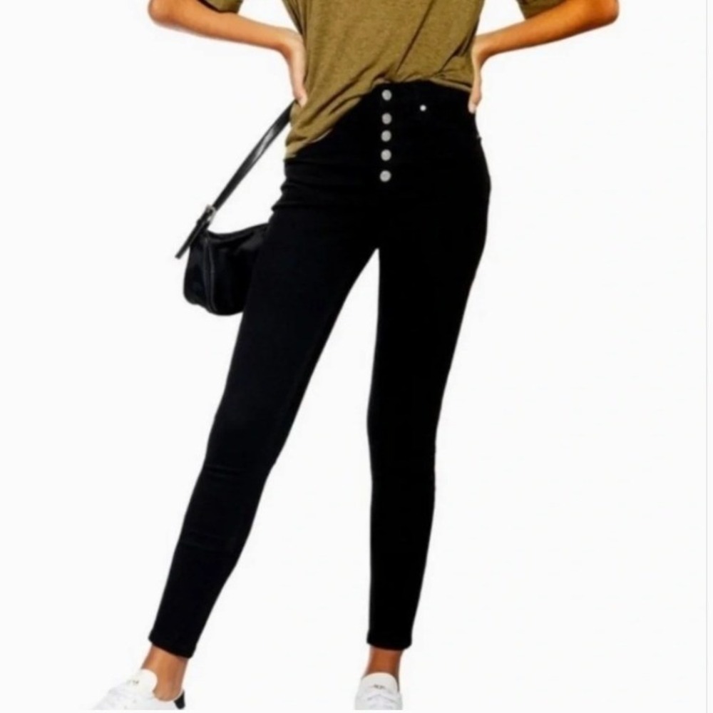 Gap Womens Size 14/32 Tall High Rise Universal Legging Corduroy Black Button Fly